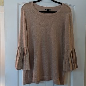Pleated Sleeve Sparkly Knitted Top